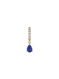 PAVÉ PEAR-DROP HUGGIE EARRING IN LAB BLUE SAPPHIRE, 18K GOLD VERMEIL