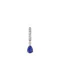 PAVÉ PEAR-DROP HUGGIE EARRING IN LAB BLUE SAPPHIRE, STERLING SILVER