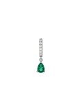 PAVÉ PEAR-DROP HUGGIE EARRING IN LAB EMERALD, STERLING SILVER