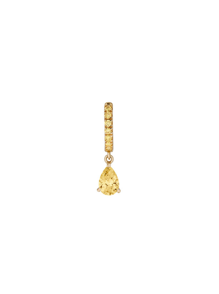 PAVÉ PEAR-DROP HUGGIE EARRING IN LAB YELLOW SAPPHIRE, 18K GOLD VERMEIL