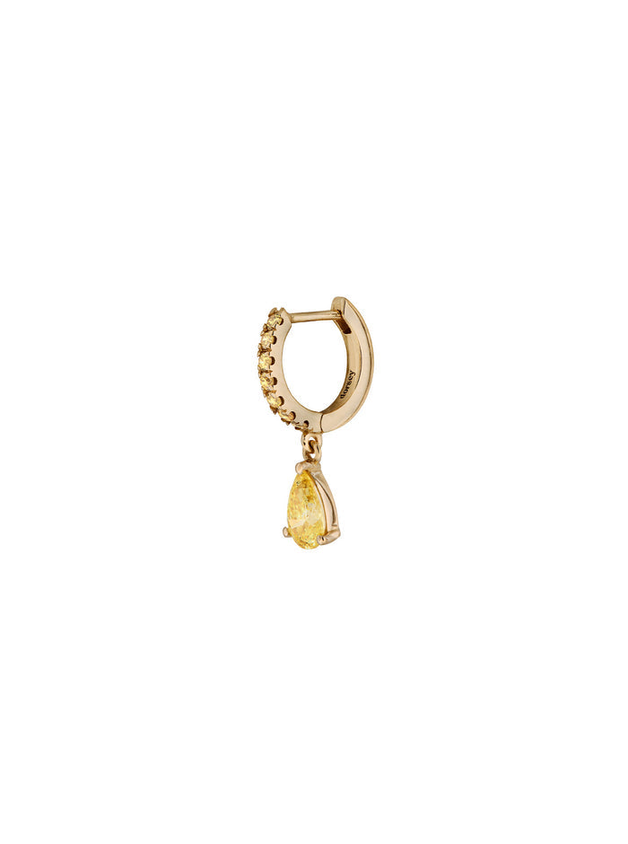 PAVÉ PEAR-DROP HUGGIE EARRING IN LAB YELLOW SAPPHIRE, 18K GOLD VERMEIL
