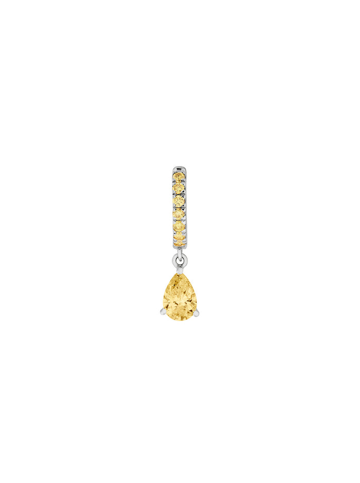 PAVÉ PEAR-DROP HUGGIE EARRING IN LAB YELLOW SAPPHIRE, STERLING SILVER