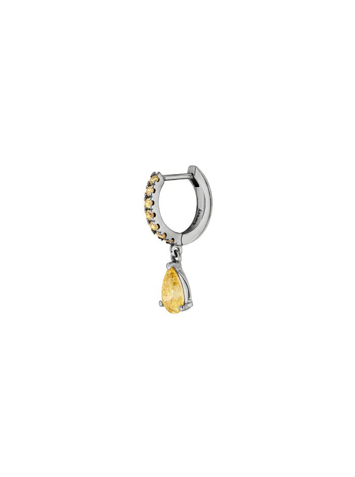 PAVÉ PEAR-DROP HUGGIE EARRING IN LAB YELLOW SAPPHIRE, STERLING SILVER