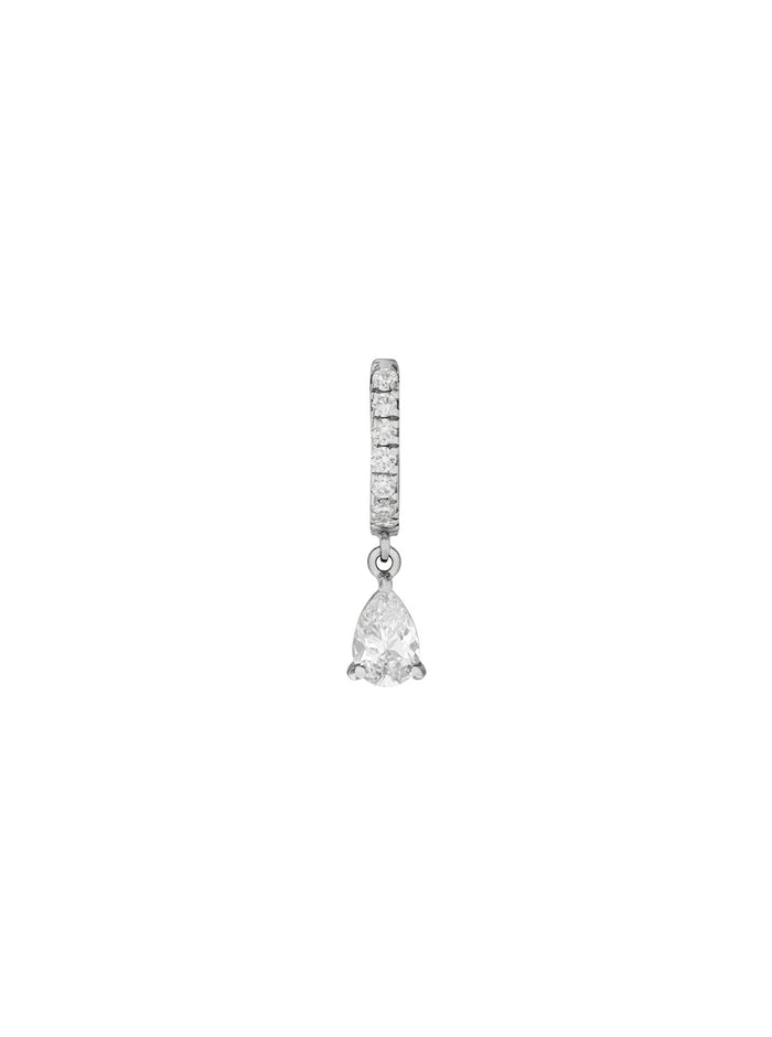 PAVÉ PEAR-DROP HUGGIE EARRING IN MOISSANITE, STERLING SILVER