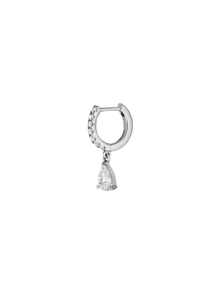 PAVÉ PEAR-DROP HUGGIE EARRING IN MOISSANITE, STERLING SILVER