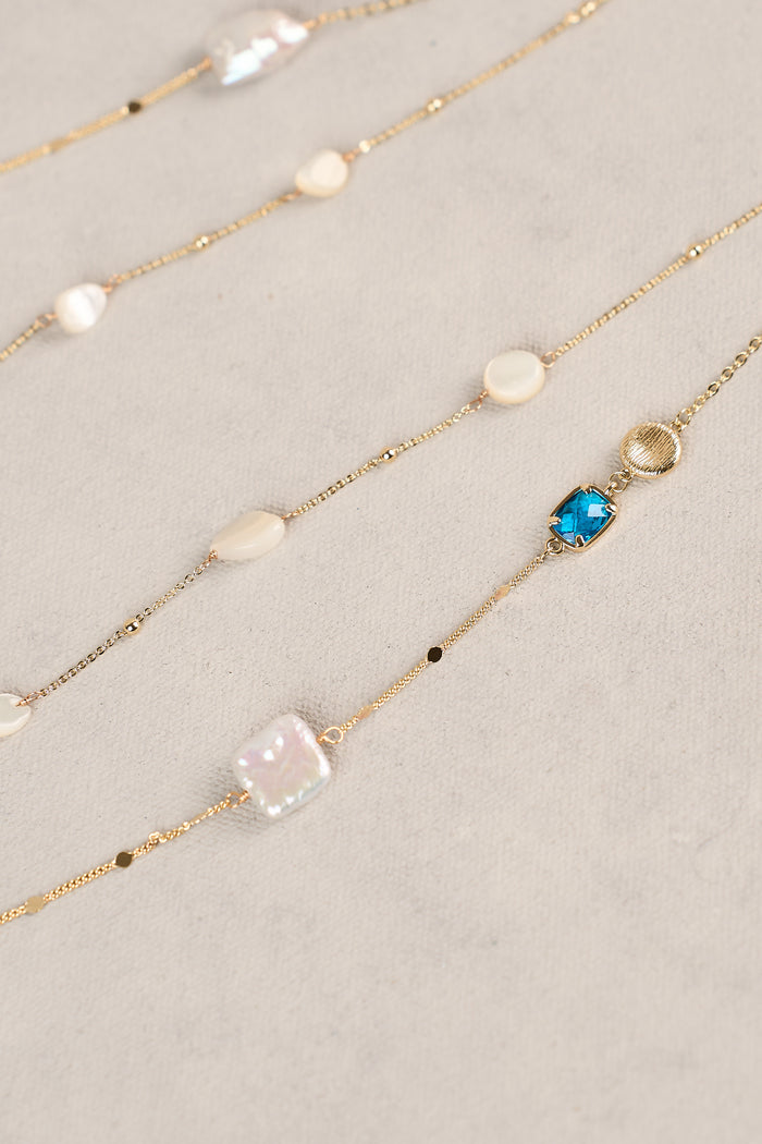 Pearl and Stone Layered Necklace - Multicolour