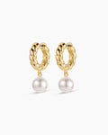 Pearl Crew Hoops || option::18K Gold Plated