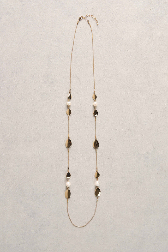 Pearl Station Necklace - Gold