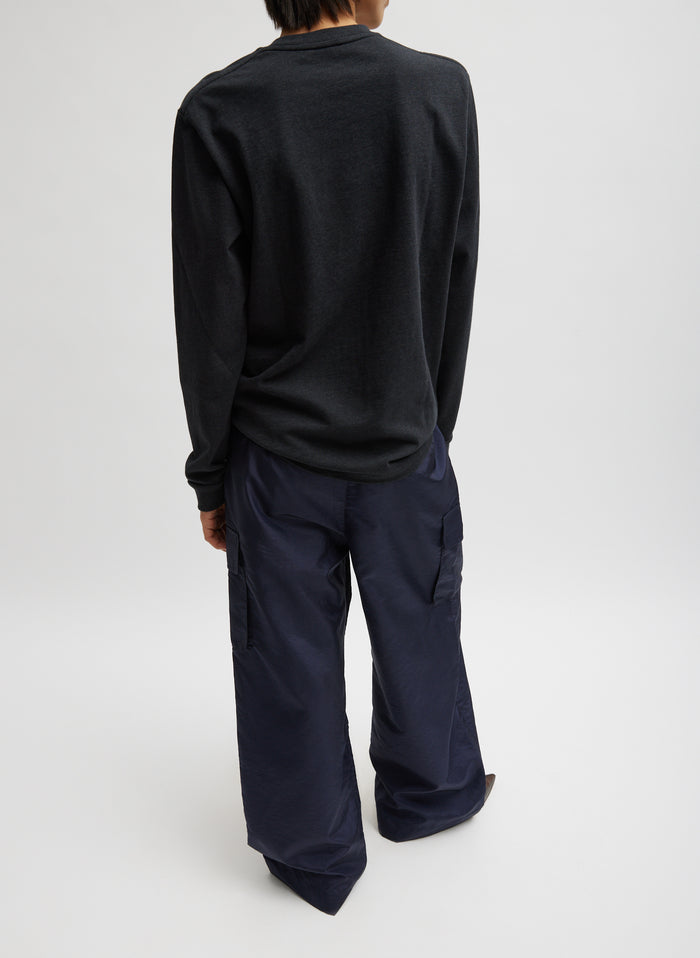 Charcoal Grey Perfect Unisex Long Sleeve T-Shirt - full look, back view on model
