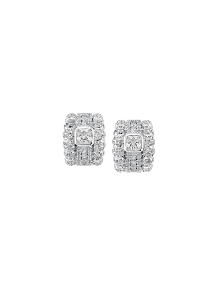 PETITE CRAWFORD EARRINGS IN LAB WHITE SAPPHIRE, RHODIUM COATED BRASS