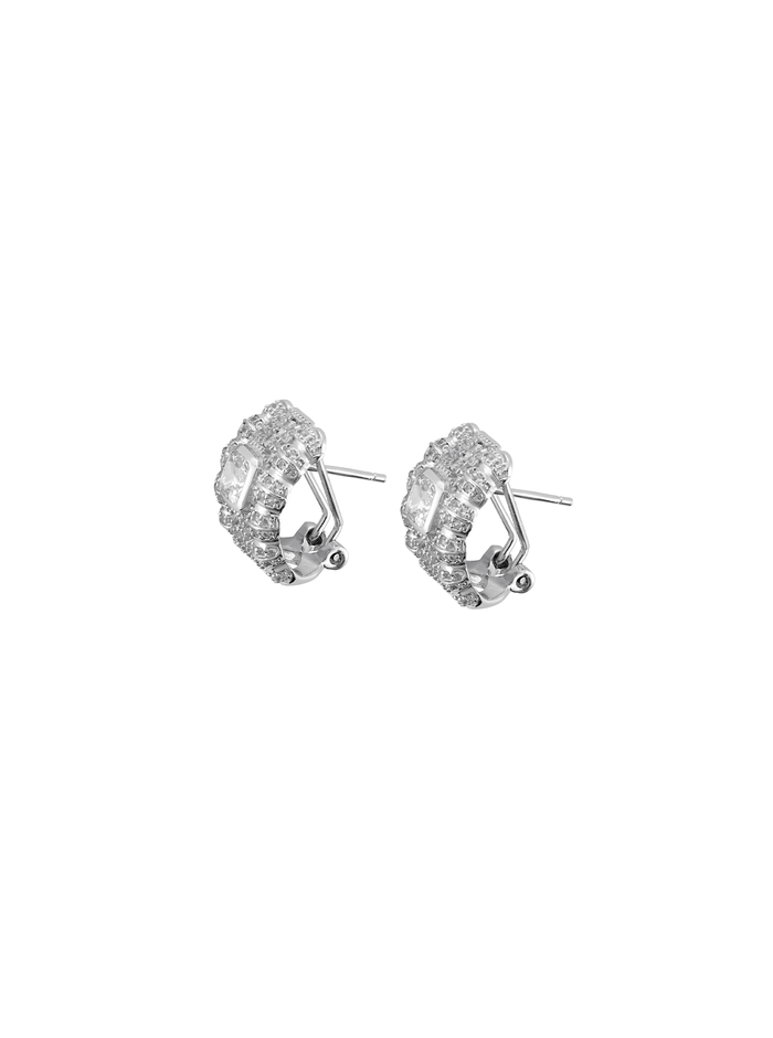 PETITE CRAWFORD EARRINGS IN LAB WHITE SAPPHIRE, RHODIUM COATED BRASS