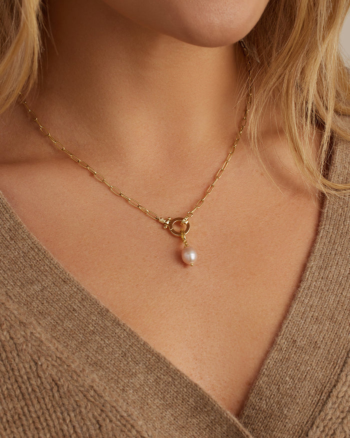 Pink Pearl Parker Charm || option::18K Gold Plated, Pink Freshwater Pearl
