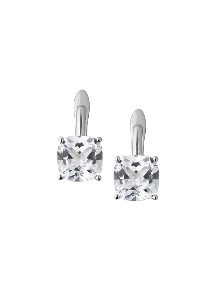 PORTER CUSHION-CUT EARRINGS IN LAB WHITE SAPPHIRE, STERLING SILVER