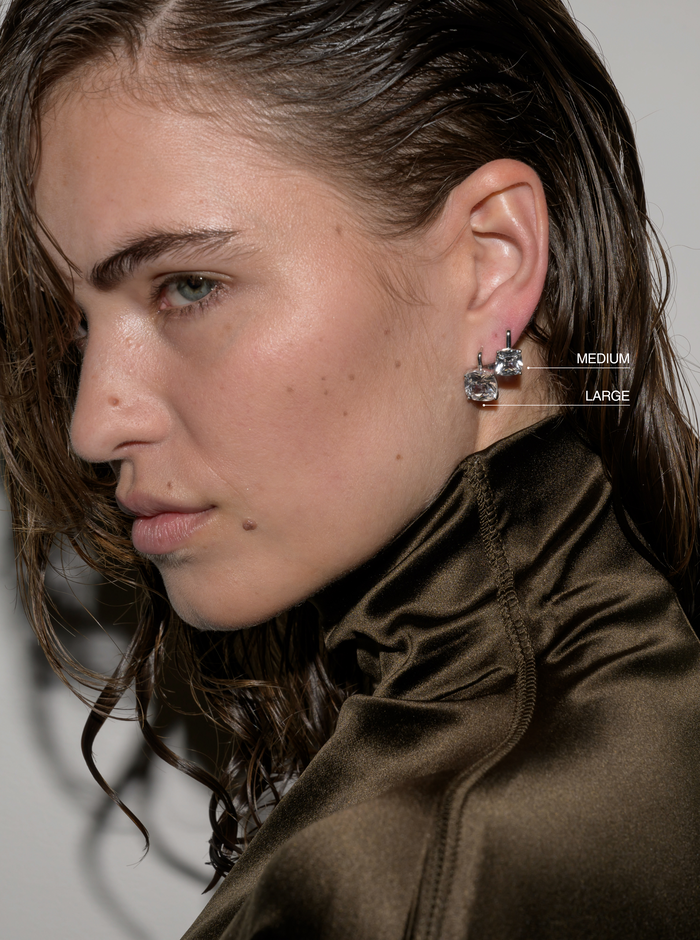 PORTER CUSHION-CUT EARRINGS IN LAB WHITE SAPPHIRE, STERLING SILVER