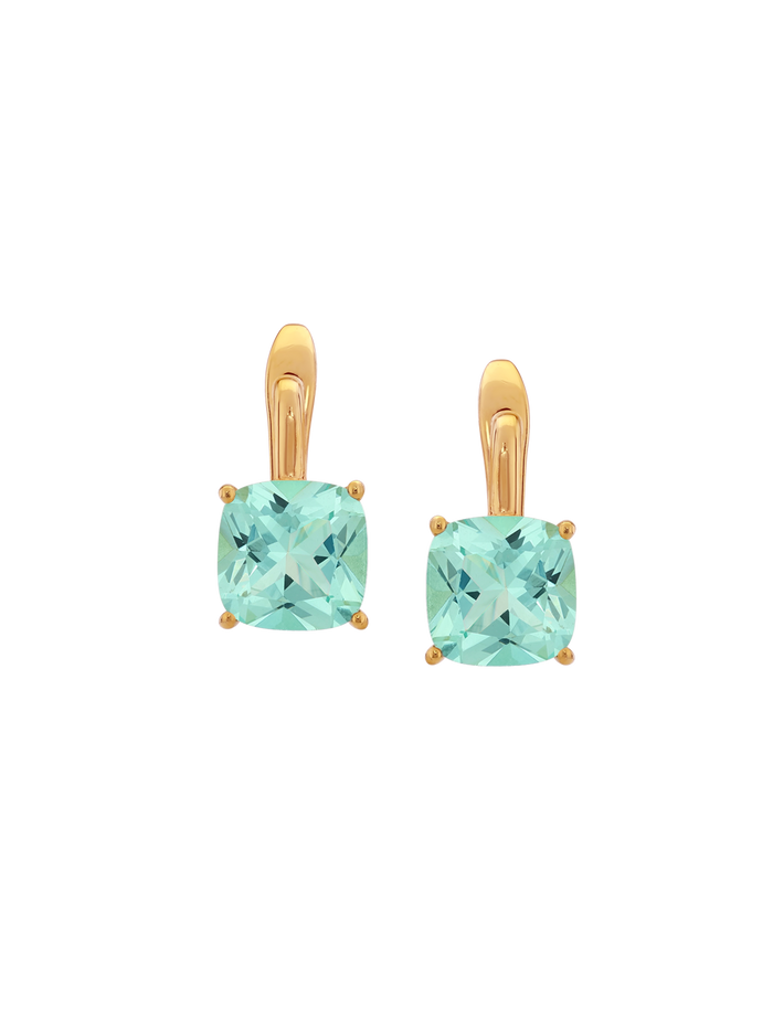 PORTER CUSHION-CUT EARRINGS IN NANO AZURE GREEN, 18K GOLD VERMEIL
