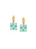 PORTER CUSHION-CUT EARRINGS IN NANO AZURE GREEN, 18K GOLD VERMEIL