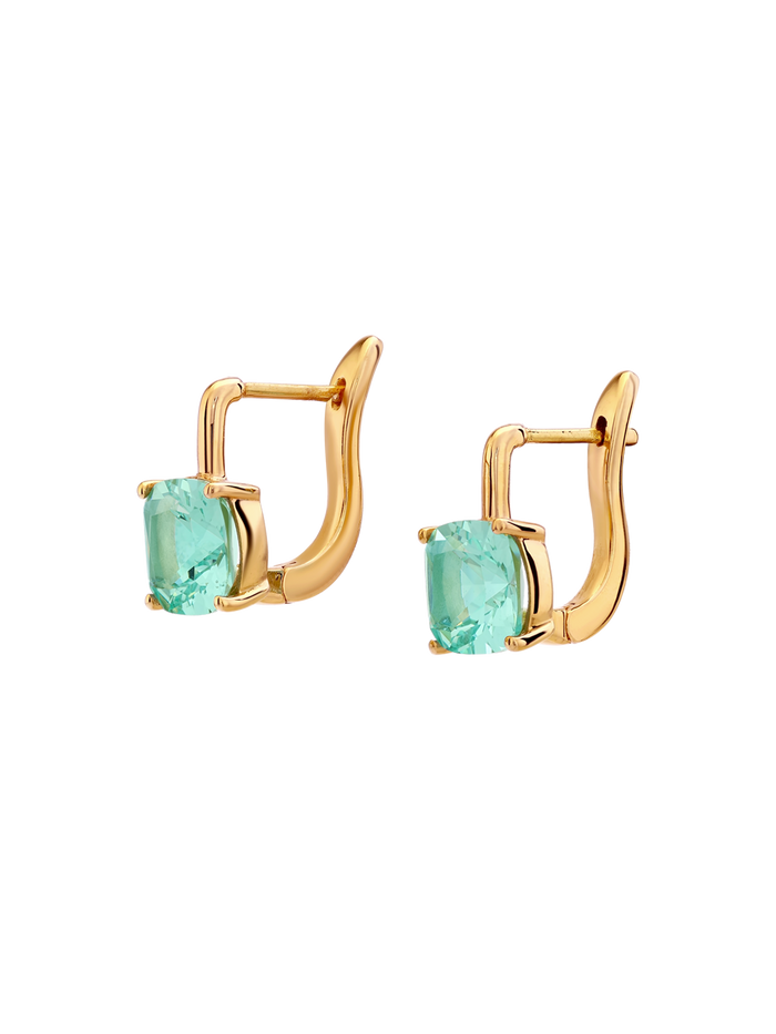 PORTER CUSHION-CUT EARRINGS IN NANO AZURE GREEN, 18K GOLD VERMEIL