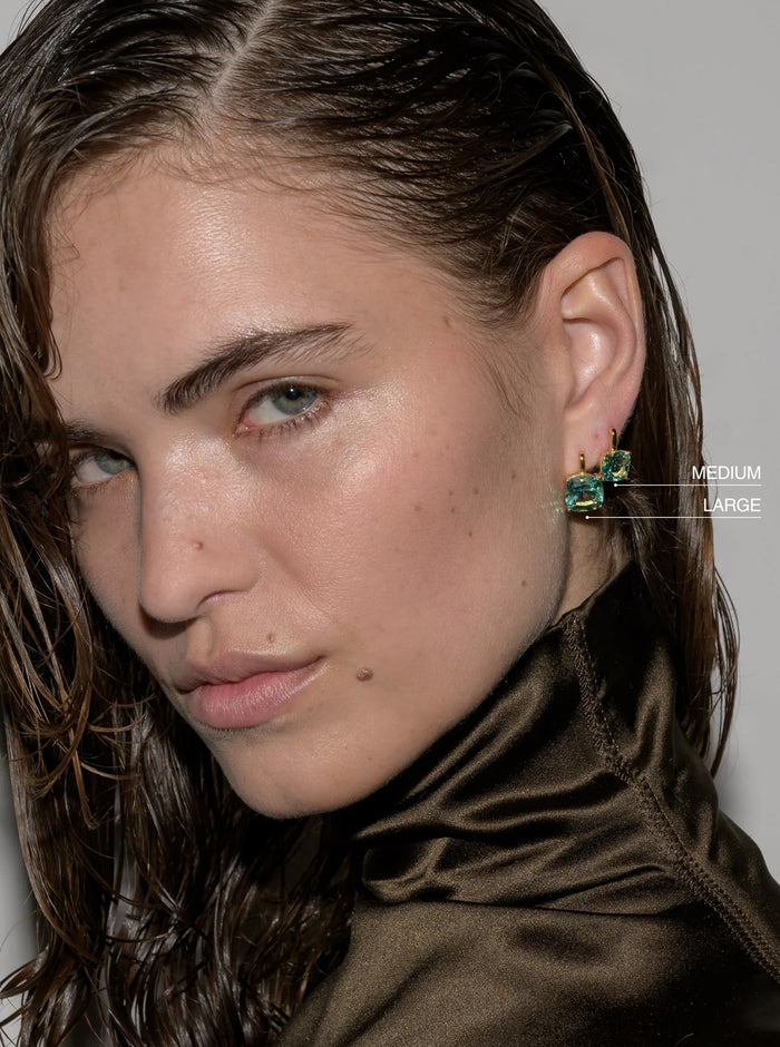 PORTER CUSHION-CUT EARRINGS IN NANO AZURE GREEN, 18K GOLD VERMEIL