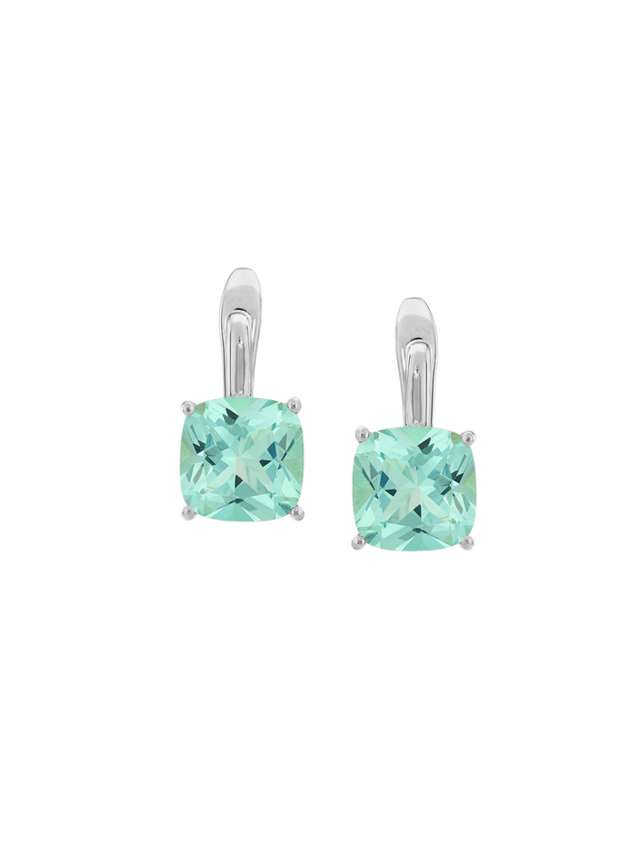 PORTER CUSHION-CUT EARRINGS IN NANO AZURE GREEN, STERLING SILVER