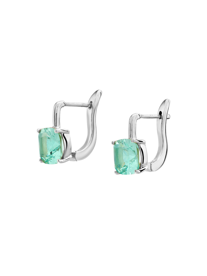 PORTER CUSHION-CUT EARRINGS IN NANO AZURE GREEN, STERLING SILVER