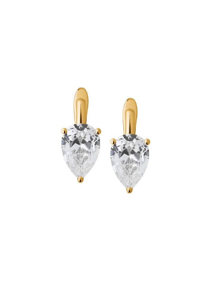 PORTER PEAR-CUT EARRINGS IN LAB WHITE SAPPHIRE, 18K GOLD VERMEIL