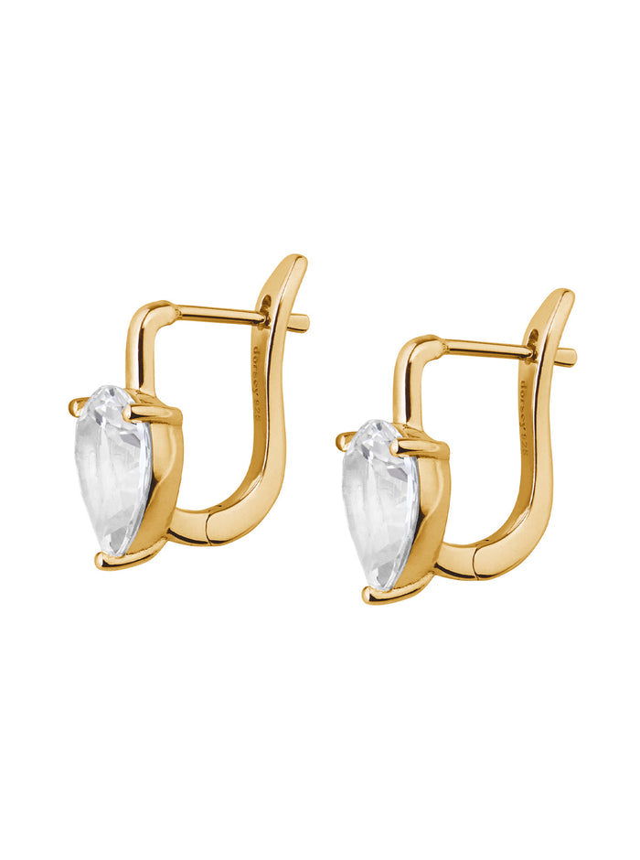 PORTER PEAR-CUT EARRINGS IN LAB WHITE SAPPHIRE, 18K GOLD VERMEIL