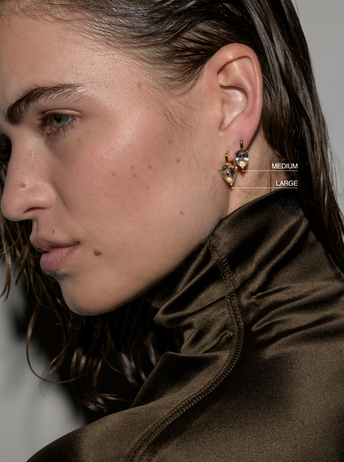 PORTER PEAR-CUT EARRINGS IN LAB WHITE SAPPHIRE, 18K GOLD VERMEIL