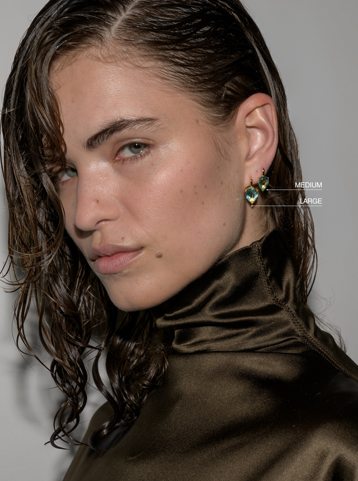 PORTER PEAR-CUT EARRINGS IN NANO AZURE GREEN, 18K GOLD VERMEIL