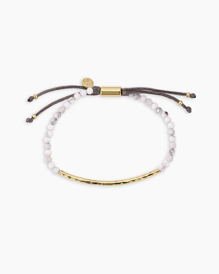 Power Gemstone Bracelet for Calming || option::18K Gold Plated, Howlite - Calming