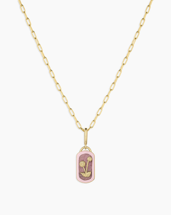 Power Gemstone Parker Charm Necklace Compassion || option::18K Gold Plated, Rhodochrosite