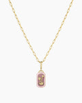 Power Gemstone Parker Charm Necklace Compassion || option::18K Gold Plated, Rhodochrosite