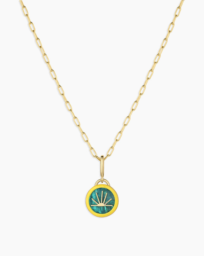 Power Gemstone Parker Charm Necklace Inspiration || option::18K Gold Plated
