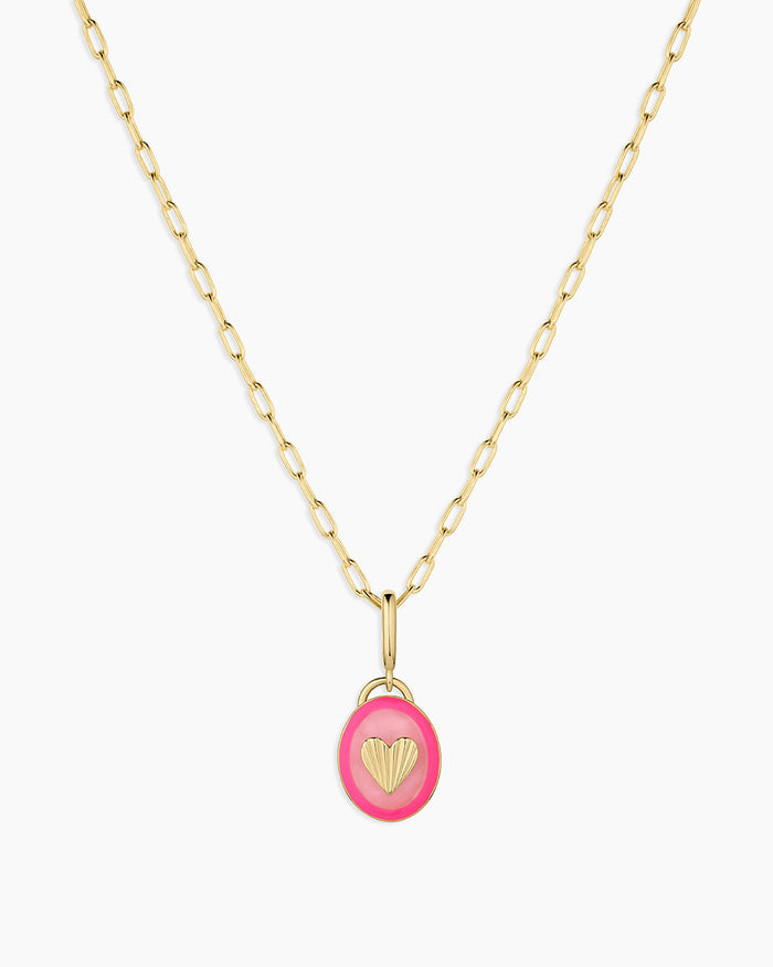 Power Gemstone Parker Charm Necklace Love || option::18K Gold Plated