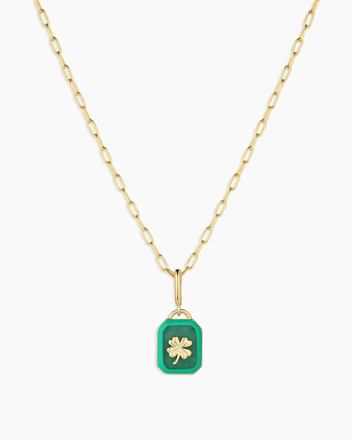 Power Gemstone Parker Charm Necklace Luck || option::18K Gold Plated