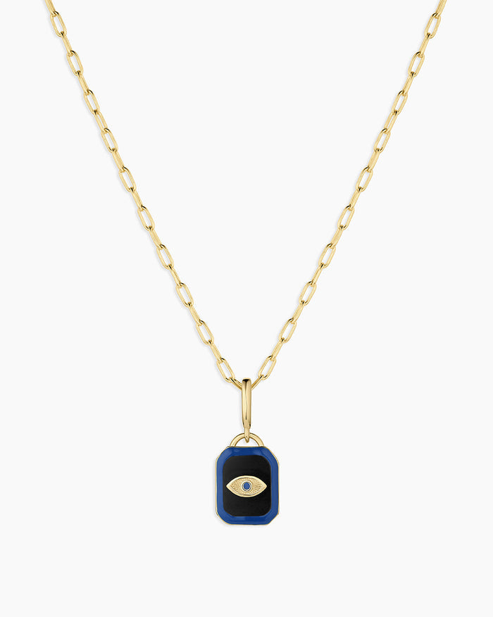 Power Gemstone Parker Charm Necklace Protection || option::18K Gold Plated