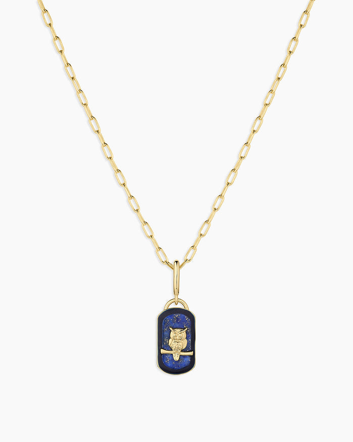 Power Gemstone Parker Charm Necklace Wisdom || option::18K Gold Plated