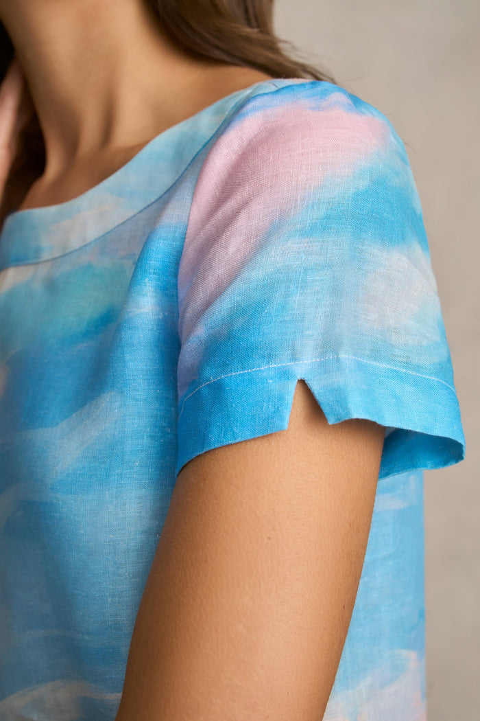 Printed French Linen Dress - Soft Valley Print