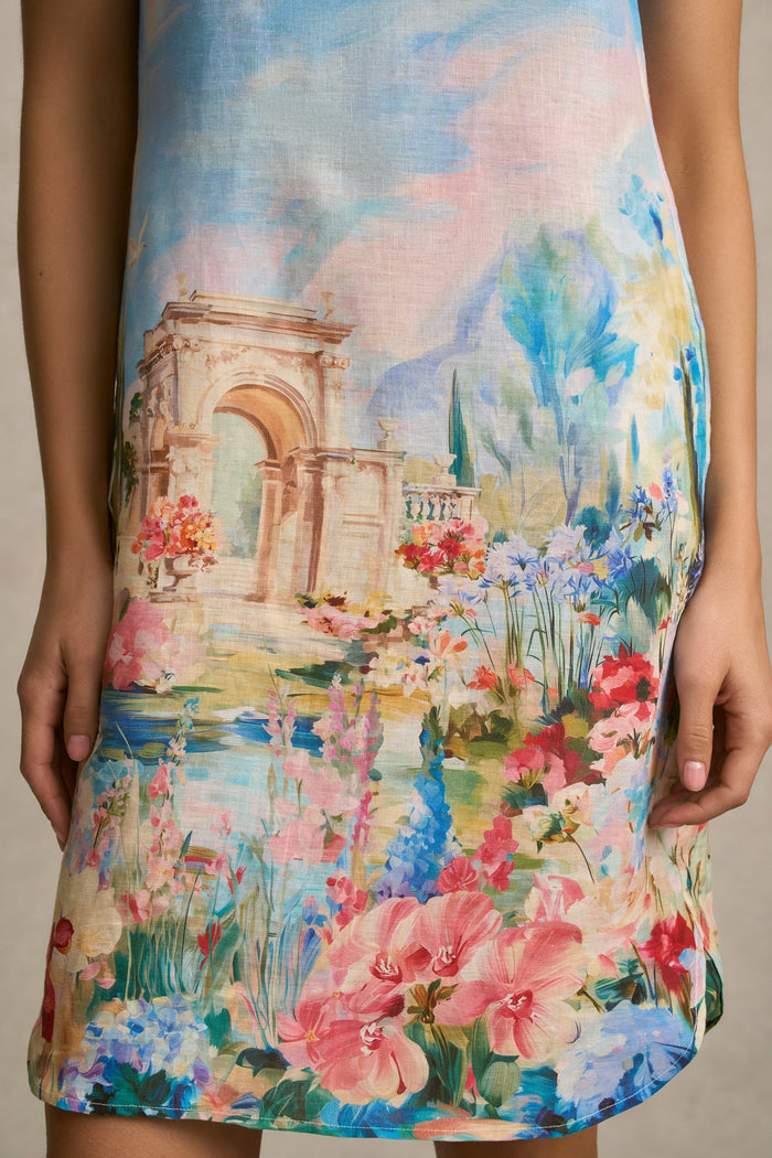 Printed French Linen Dress - Soft Valley Print