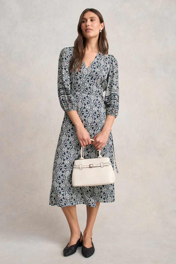 Printed Wrap Dress - Two Tone Print