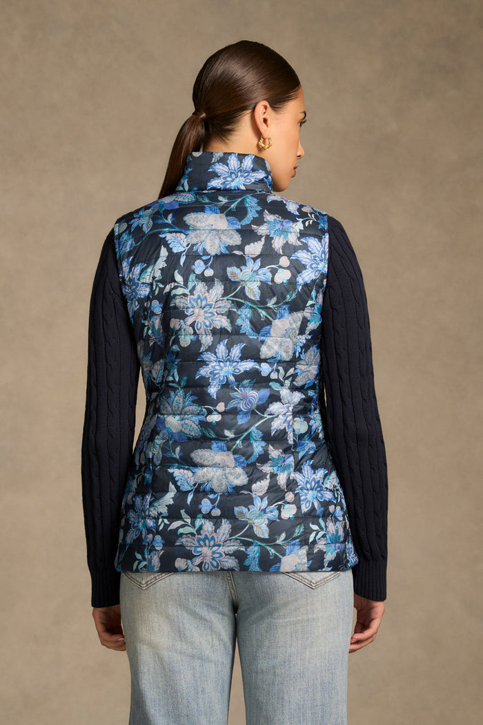 Quilted Reversible Puffer Vest - Floral Chintz Print
