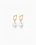Reese Pearl Huggies || option::18K Gold Plated
