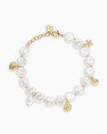 Reese Pearl Mini Charm Bracelet || option::18K Gold Plated