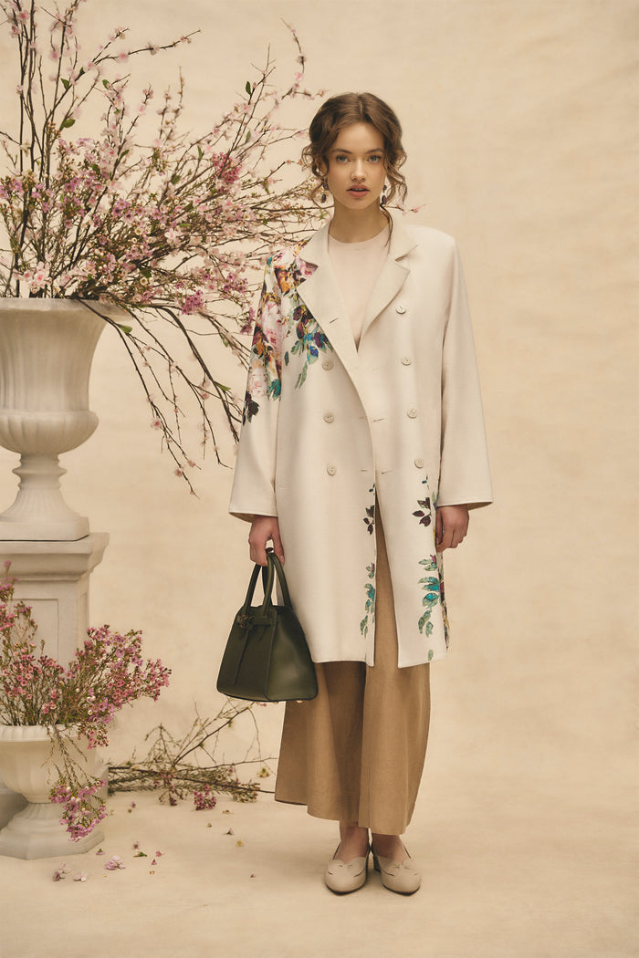 Reversible Linen Coat - Antique Rose Print