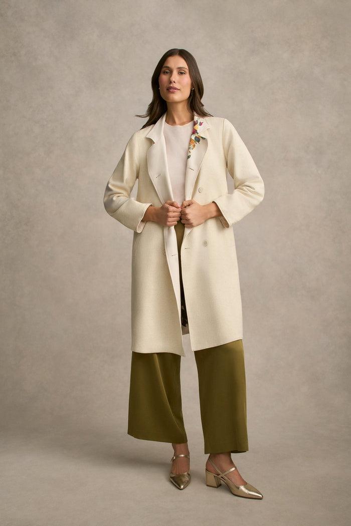 Reversible Linen Coat - Antique Rose Print