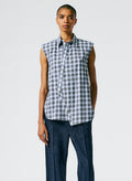 Reynolds Plaid Sleeveless Shoulderpad Shirt