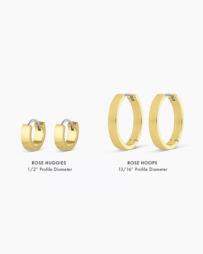 Rose Huggies Chunky huggies || option::18K Gold Plated