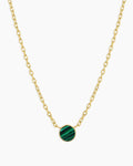 Rose Marble Coin Necklace || option::18K Gold Plated, Malachite Marble