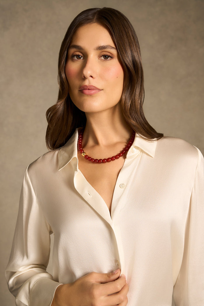 Round Beaded Necklace - Red