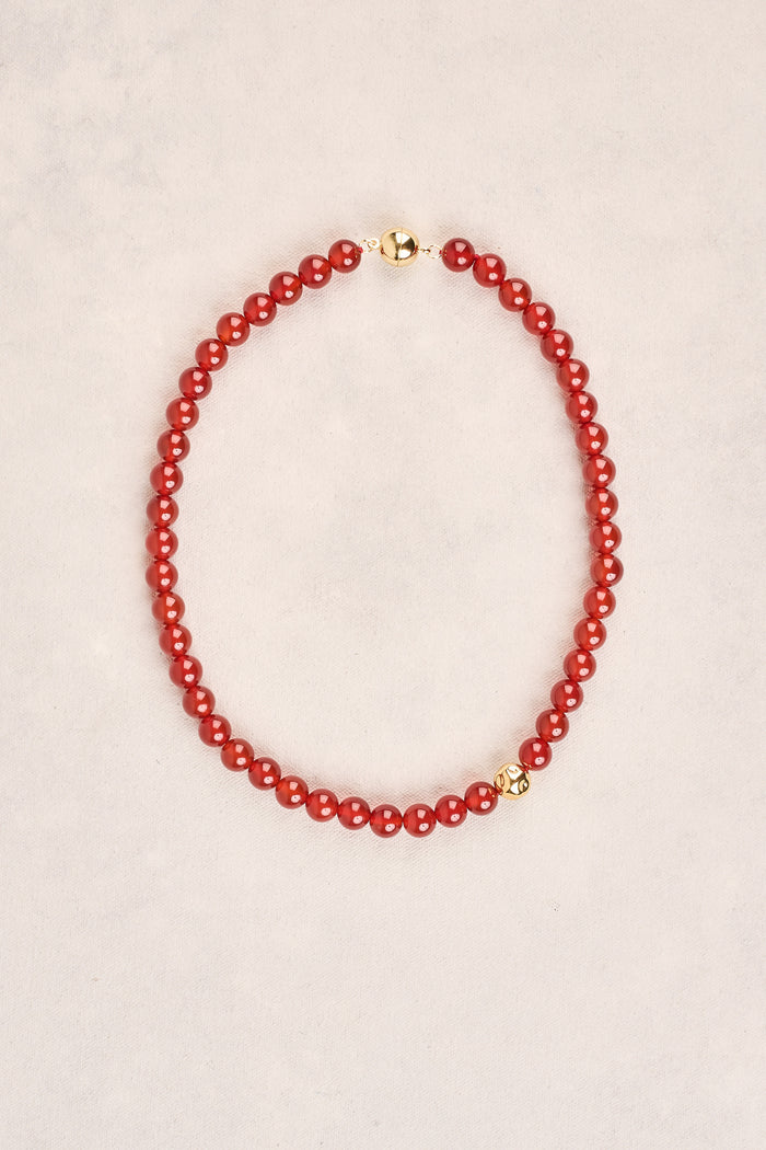 Round Beaded Necklace - Red