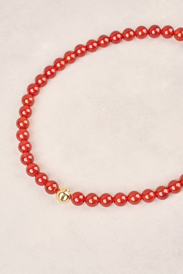 Round Beaded Necklace - Red